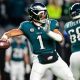 Eagles quarterback Jalen Hurts winds up to throw. Ed Thompson/Steelers Now