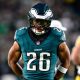 Philadelphia Eagles running back Saquon Barkley in a game against the Pittsburgh Steelers on Dec. 16, 2024. -- Ed Thompson / Steelers Now