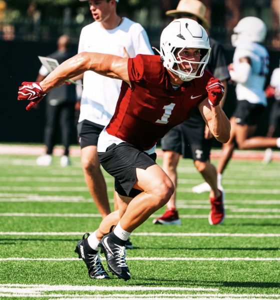 Temple wide receiver Colin Chase runs a route in practice. Image courtesy of Colin Chase's Instagram account.
