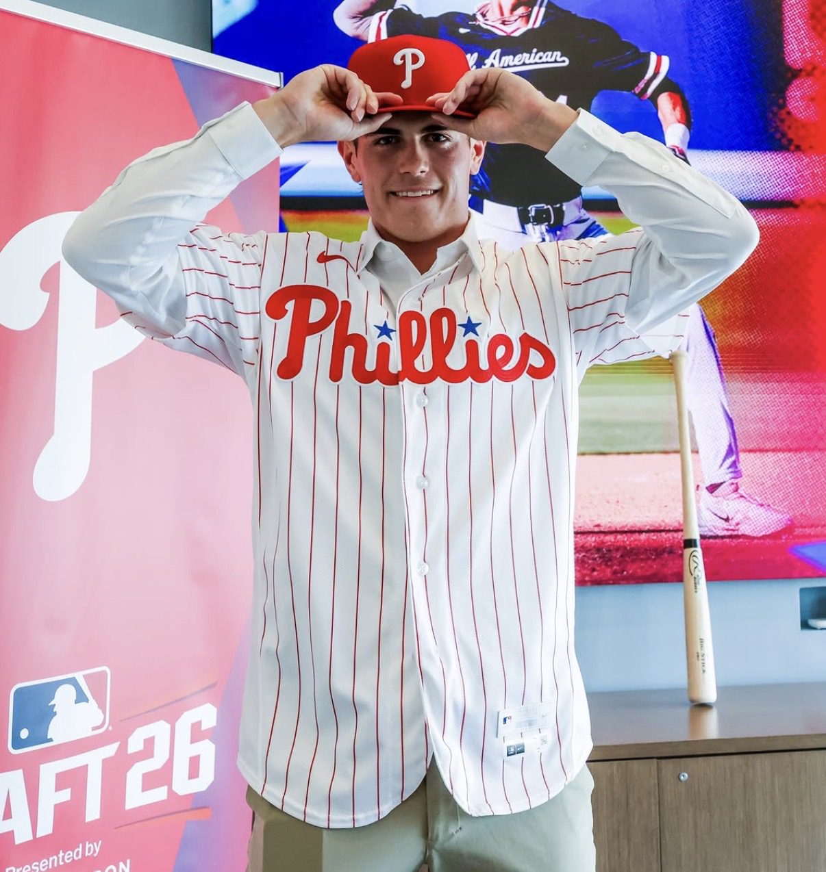 Phillies 2026 first round pick Tyler Spangler. Image courtesy of Phils Player Dev's Instagram account.