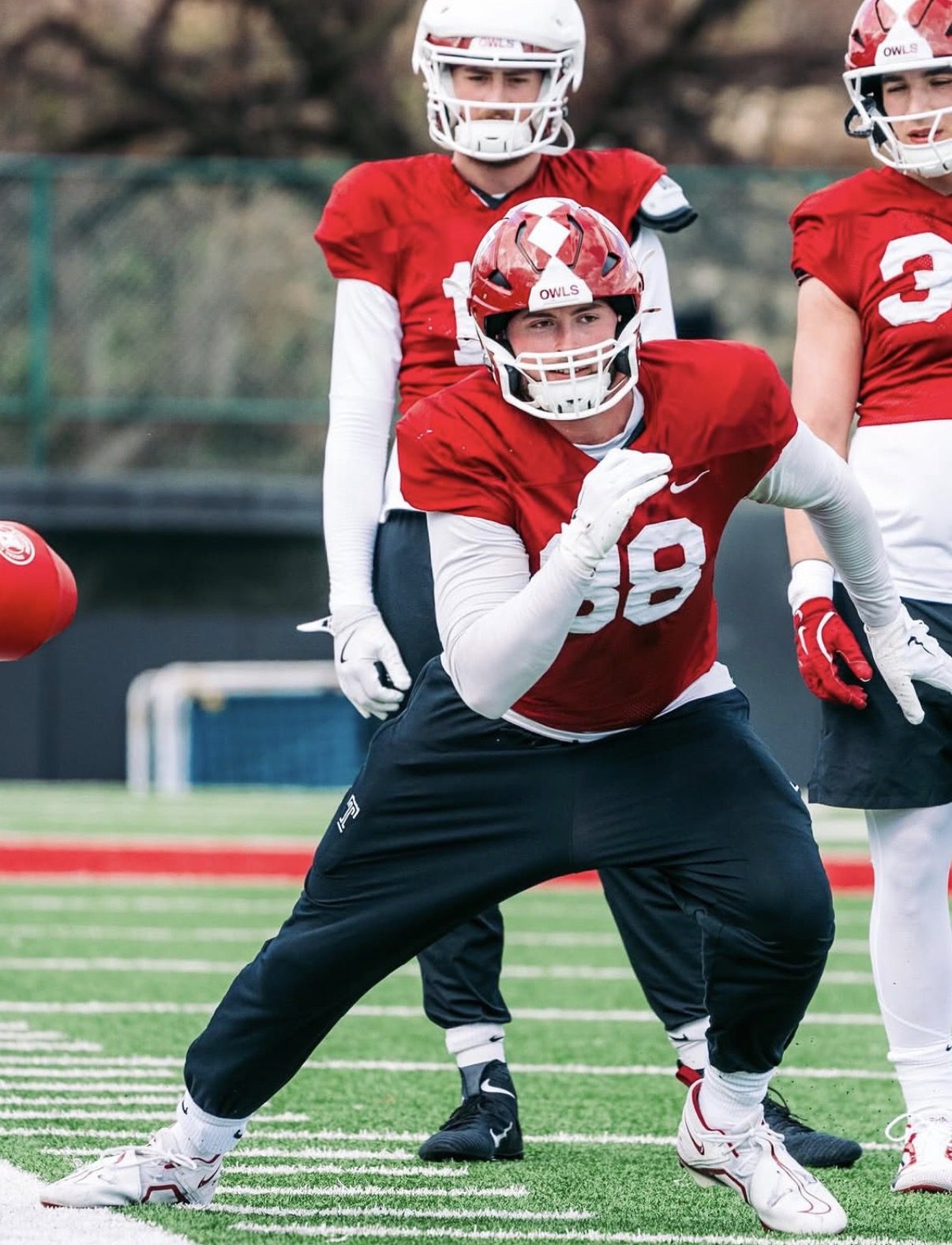 Temple Football tight end Peter Clarke. Image courtesy of Temple Football's Instagram account.