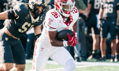 Temple running back Keveun Mason carries the ball against Army in 2025. Image via Temple Athletics