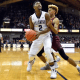 Villanova legend Kris Jenkins prepares for a shot against Saint Joseph's during the 2016-17 season. Image courtesy of Villanova Athletics