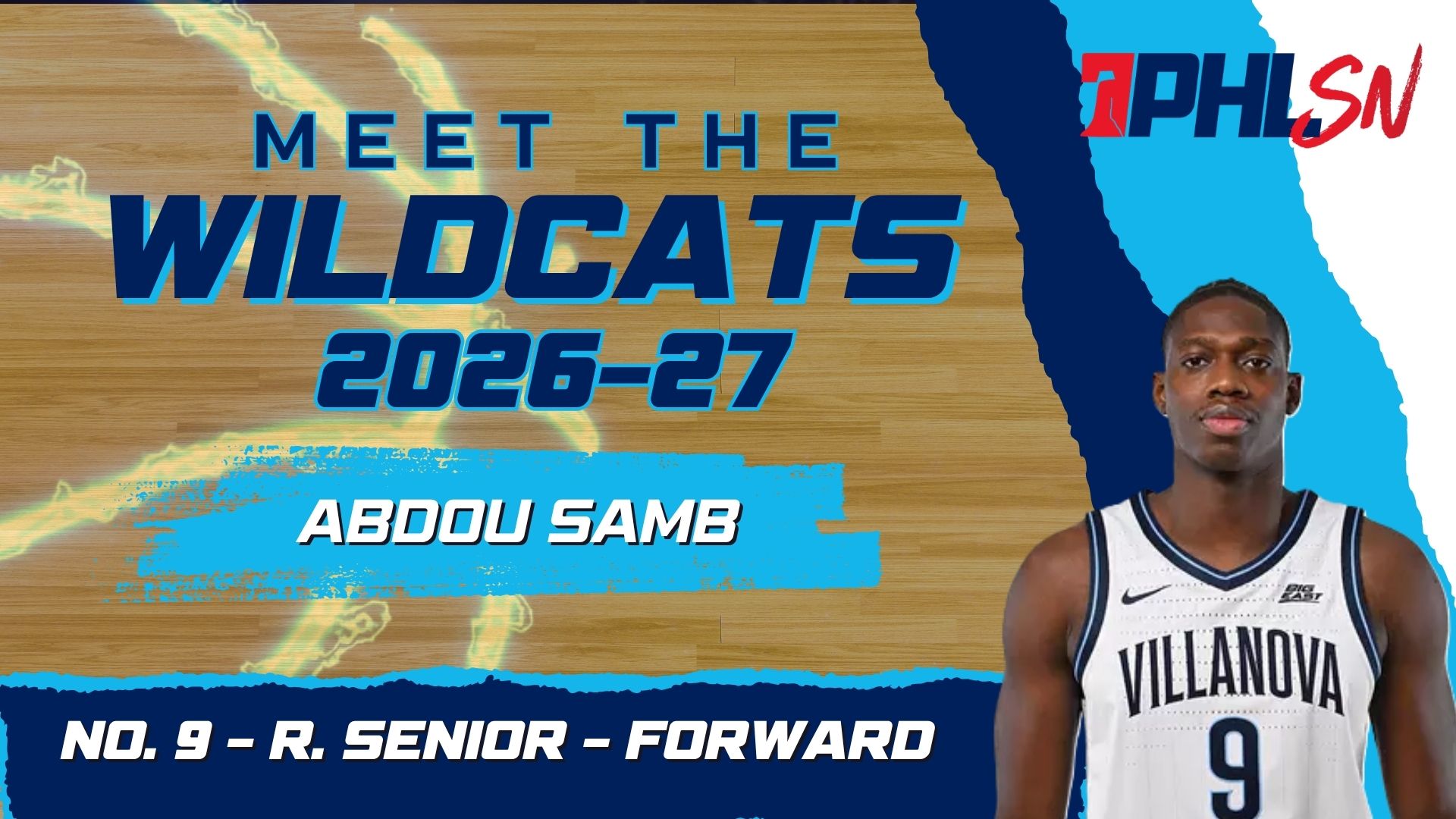 Villanova redshirt senior forward Abdou Samb. Graphic by Griffin Floyd/Philadelphia Sports Now