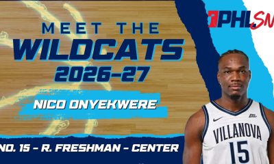 Villanova center Nico Onyekwere. Graphic by Griffin Floyd/Philadelphia Sports Now