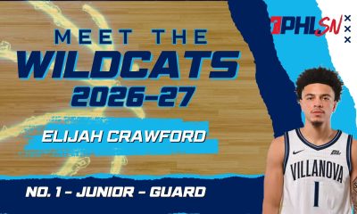 Villanova junior guard Elijah Crawford. Graphic by Griffin Floyd/Philadelphia Sports Now