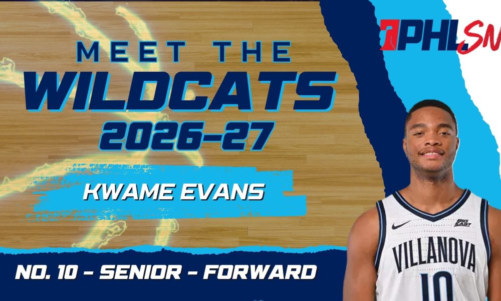 Villanova senior forward Kwame Evans Jr. Graphic by Griffin Floyd/Philadelphia Sports Now