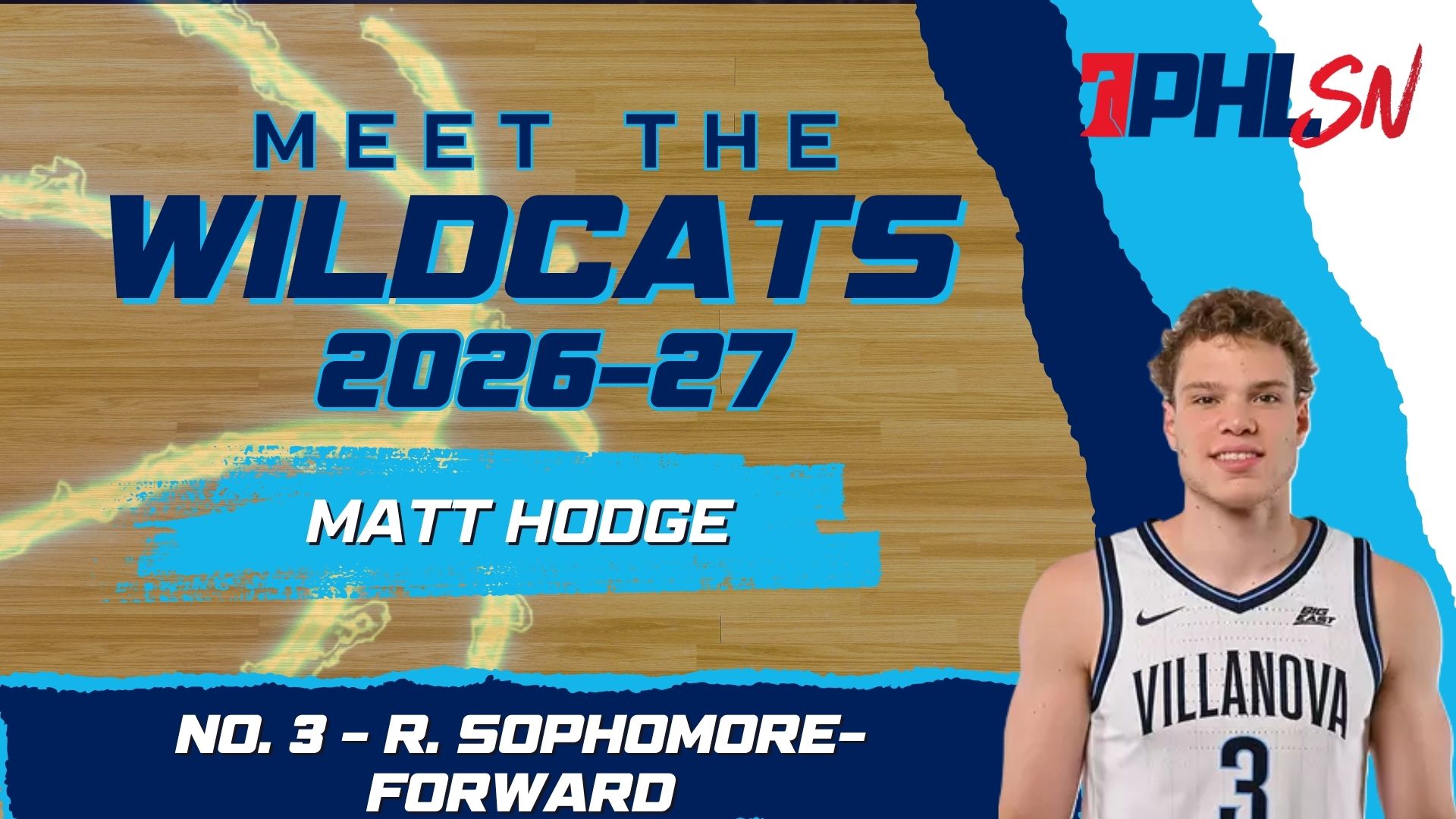 Villanova sophomore forward Matt Hodge. Graphic by Griffin Floyd/Philadelphia Sports Now